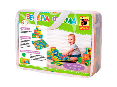 Набір "Весела ферма" килимок кубики книжка-прорізувач що розвиває. МС 040201-01