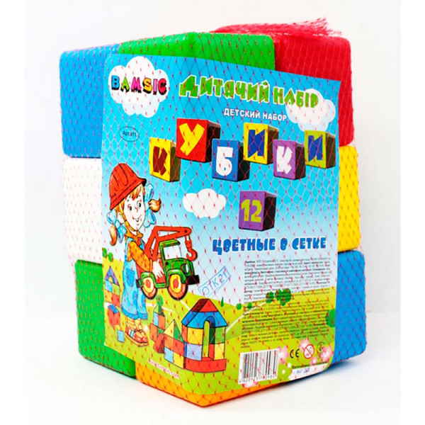 Кубик кольоровий в сітці 12 шт Бамсик 111