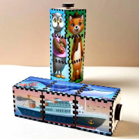 Розвиваюча гра Кубики що обертаються UBEE "Звірі" з дерева ПСД180