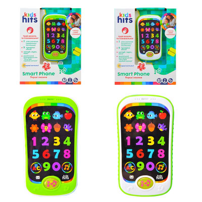 Телефон з музикою Kids Hits "Перші знання" батарейки у комплекті 2 кольори KH03/002