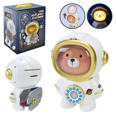 Скарбничка-сейф нічник Ведмедик-космонавт музичний зі світлом 630