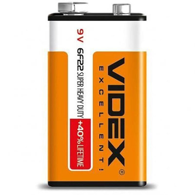 6F22-1S Батарейка сольова Videx 6F22/9V (Крона) 1pcs SHRINK 22527