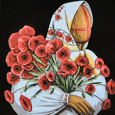 Картина за номерами Stateg Маковія на чорному фоні 40х40 см AV4040-91