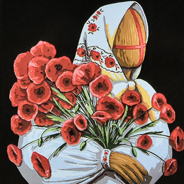 Картина за номерами Stateg Маковія на чорному фоні 40х40 см AV4040-91