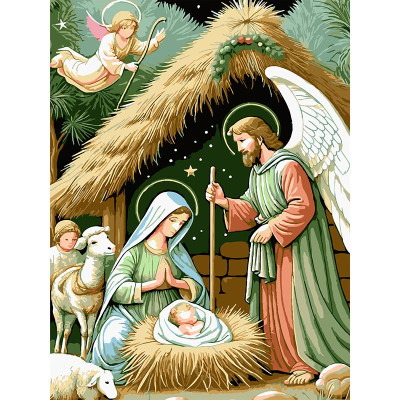 Картина за номерами Stateg Народження Ісуса 30х40 см SS1231