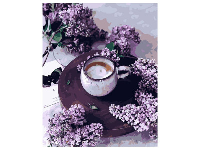 Картина за номерами Stateg "Кава з бузком" 40х50 см VA-1118