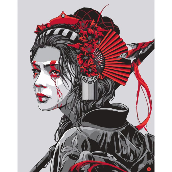 Картина за номерами Stateg Японська дівчина 40х50 см SY6802