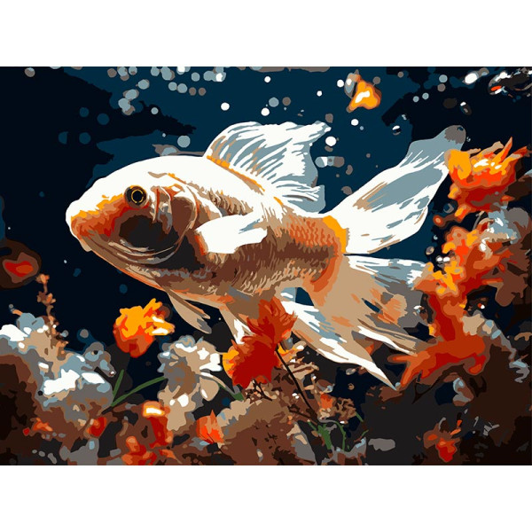 Картина за номерами Strateg Золота рибка на чорному фоні 30Х40 см FH-30
