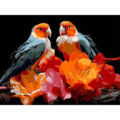 Картина за номерами Strateg Пташина пара 30Х40 см SS-1298