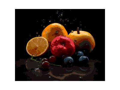 Картина за номерами Strateg Фруктова композиція на чорному фоні 40Х50 см AH1245