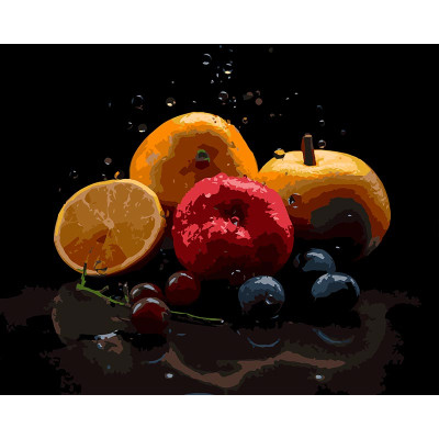 Картина за номерами Strateg Фруктова композиція на чорному фоні 40Х50 см AH1245