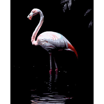 Картина за номерами Strateg Фламінго у воді на чорному фоні 40Х50 см AH1268
