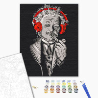 Картина за номерами з лаком ArtCraft "Ейнштейн у навушниках" 40*50 см 10314-AC Картина за номерами з лаком ArtCraft "Ейнштейн у навушниках" 40*50 см 10314-AC