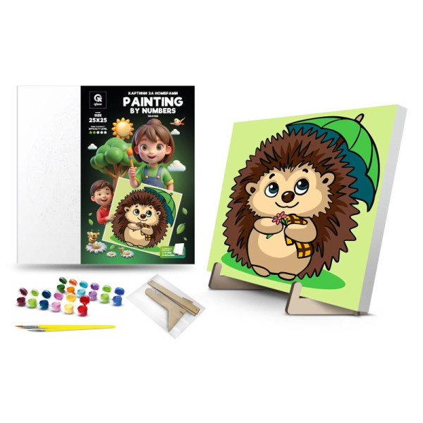 Каритна за номерами qbee "Їжачок" з дерев'яною підставкою 25х25 см QB900-004/QB901-004