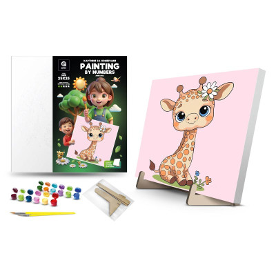 Каритна за номерами qbee "Жирафка" з дерев'яною підставкою 25х25 см QB900-009/QB901-009