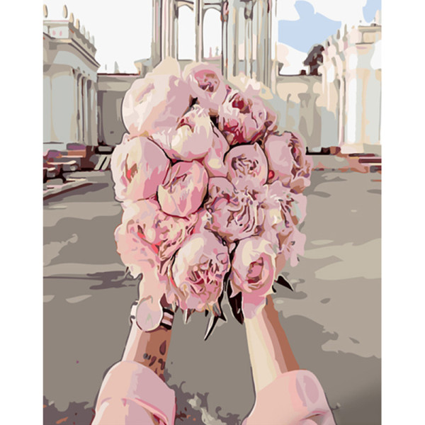 Картина по номерах Букет ніжних піонів Strateg 40х50 см GS1100