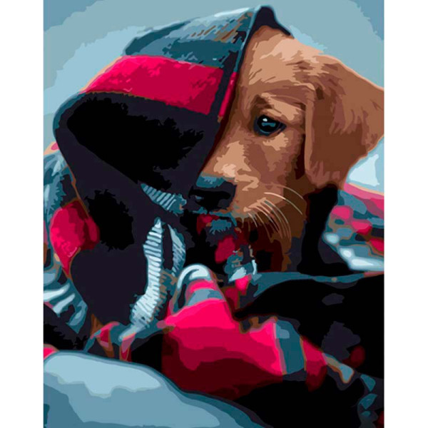 Картина по номерах Песик під ковдрою Strateg 40х50 см GS1296