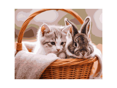 Картина за номерами Strateg Кошеня з кроликом 40x50 см VG031