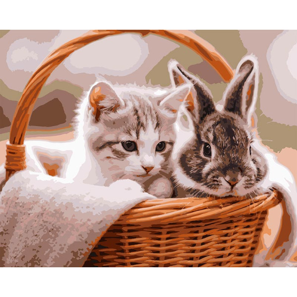Картина за номерами Strateg Кошеня з кроликом 40x50 см VG031