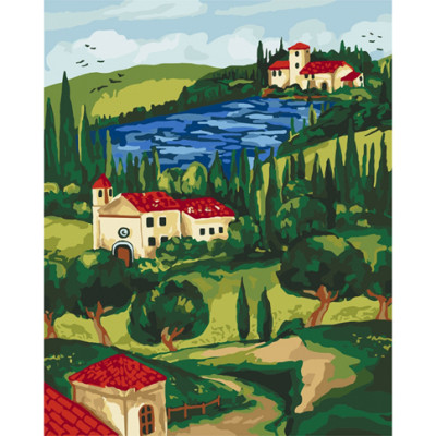 Картина за номерами "Будинок біля річки" 40х50 см KHO2274