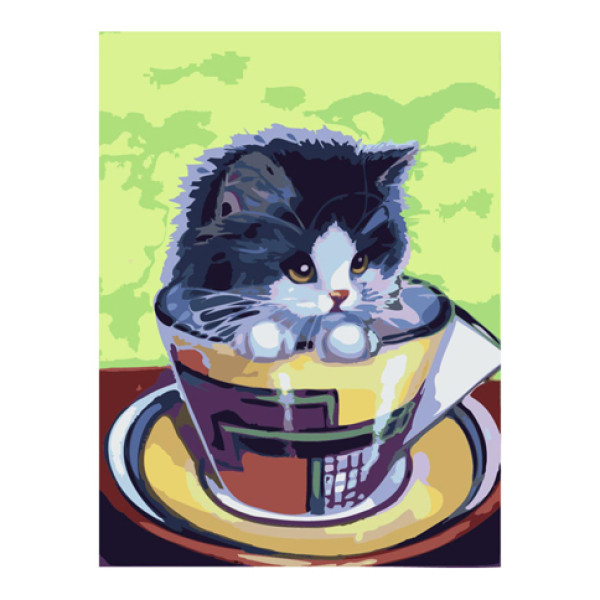 Картина за номерами Кошеня в чашці 30*40 КНО2451