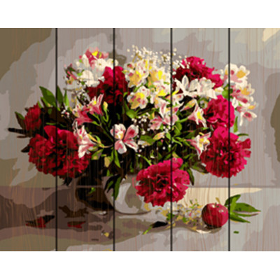 Картина за номерами на дереві. Rainbow Art "Квіткова пишність" GXT9794-RA Картина за номерами на дереві. Rainbow Art "Квіткова пишність" GXT9794-RA