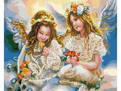Картина за номерами та алмазна мозаїка 2 в 1. Rainbow Art "Янголята" GZS1004