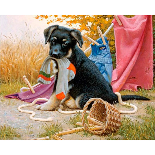 Картина за номерами "Щеня бешкетник" тм Лавка Чудес 40 x 50 см у коробці LC20030