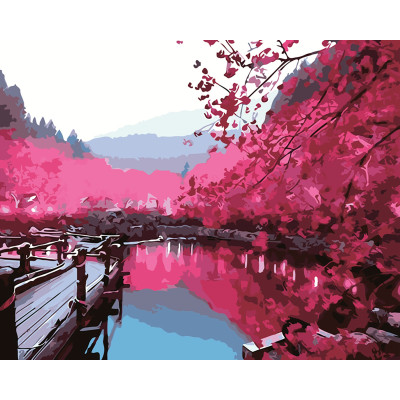 Картина за номерами "Сакура на ставку" тм Лавка Чудес 40 x 50 см у коробці LC30049 Картина за номерами "Сакура на ставку" тм Лавка Чудес 40 x 50 см у коробці LC30049