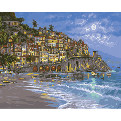 Картина за номерами "Зоряна ніч в Альмафі, Італія" тм Лавка Чудес 40 x 50 LC30101