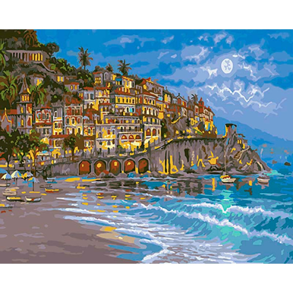 Картина за номерами "Зоряна ніч в Альмафі Італія" тм Лавка Чудес 40 x 50 LC30101