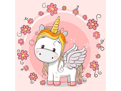 Картина за номерами дитяча "Єдиноріжок з крилами" 30*30 15501-AC