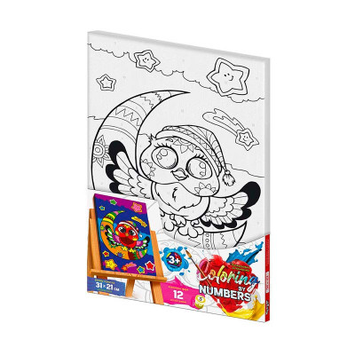 Картина за номерами "Coloring by numbers" Danko Toys Совеня на місяці 31см* CBN-02-03