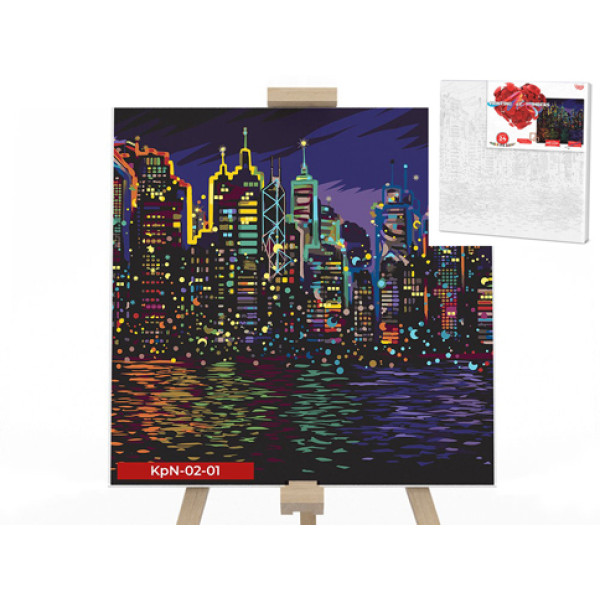 Картина за номерами Danko Toys "Ночной город" 40x40см KpNe-02-01