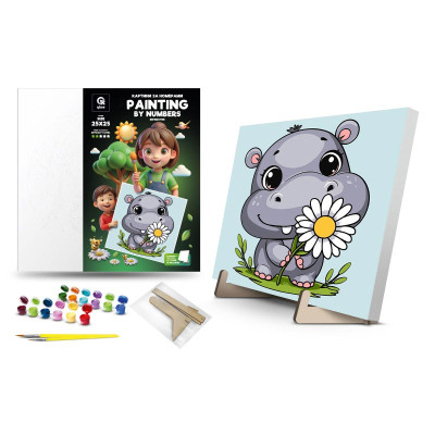 Каритна за номерами qbee "Бегемотик" з дерев'яною підставкою 25х25 см QB900-005