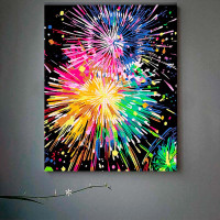 Картина за номерами Феєрверк серед зоряного неба Strateg на чорному фоні 40 AH1088