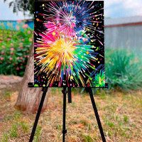 Картина за номерами Феєрверк серед зоряного неба Strateg на чорному фоні 40 AH1088