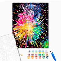 Картина за номерами Феєрверк серед зоряного неба Strateg на чорному фоні 40 AH1088