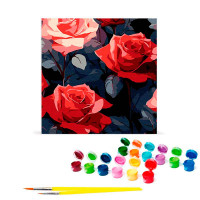 Картина за номерами Червоні троянди краси Strateg на чорному фоні 30х30 см SH3030-22