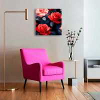 Картина за номерами Червоні троянди краси Strateg на чорному фоні 30х30 см SH3030-22