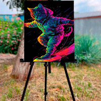 Картина за номерами Кіт на скейті Strateg на чорному фоні 30х40 см FH-4