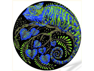 Картина на вінілі за номерами Хамелеон і палітра природи Strateg 30х30 см GP-6 Картина на вінілі за номерами Хамелеон і палітра природи Strateg 30х30 см GP-6