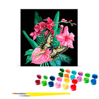 Картина за номерами Розкіш квітів Strateg на чорному фоні 40х40 см AV4040-32
