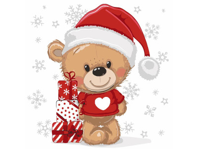 Картина за номерами Stateg Ведмедик із подарунками 30х30 см ES-0894