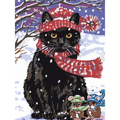 Картина за номерами Stateg Кіт і мишенята 30х40 см SS1244