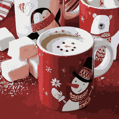 Картина за номерами Stateg Зимова чашка 40х40 см FF-1003