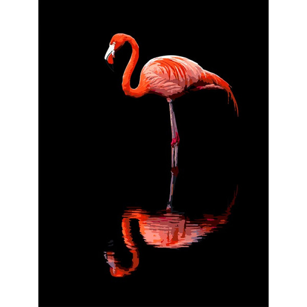 Картина за номерами Strateg Фламінго на чорному фоні 30Х40 см FH-36