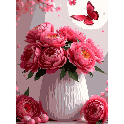 Картина за номерами Strateg Квіти у вазі 30Х40 см SS-1259