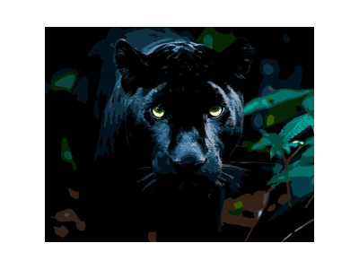 Картина за номерами Strateg Погляд пантери на чорному фоні 40Х50 см AH1258