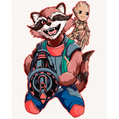 Картина за номерами "Грут та Ракета" 40*50 см 16004-AC Картина за номерами "Грут та Ракета" 40*50 см 16004-AC